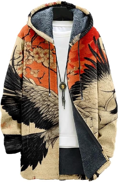 Winter Sweatshirts for Men Cardigan Fashion Loose Fit Long Sleeve Comfy Heavyweight Coat with Pockets