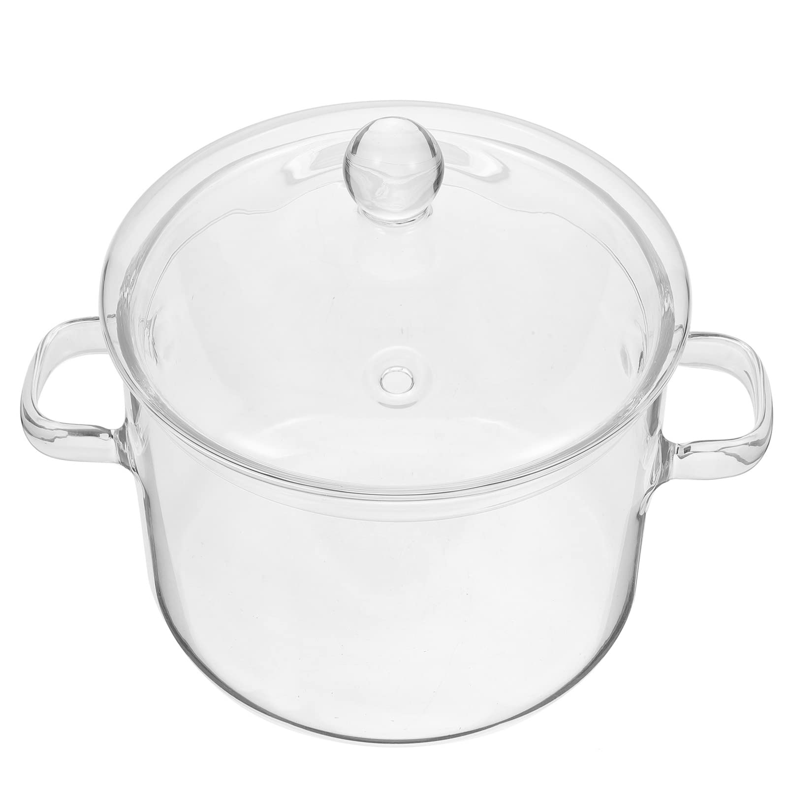 OUNONA Pentola in Vetro Borosilicato Alta Densità Da 1900Ml Con Coperchio E Maniglie Ergonomiche Ideale Per Cucina Induzione Zuppe Noodles Istantanei E Stufati Domestici