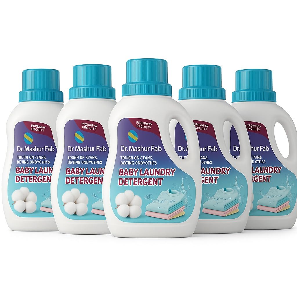 MASHUR FAB | Laundry Detergent for Newborns baby and children - Gentle, Hypoallergenic, Chemical-Free Liquid for Clothes, Stain Remover, Suitable for All skin, Baby Essentials - 1L (5, Bottal)-image-17