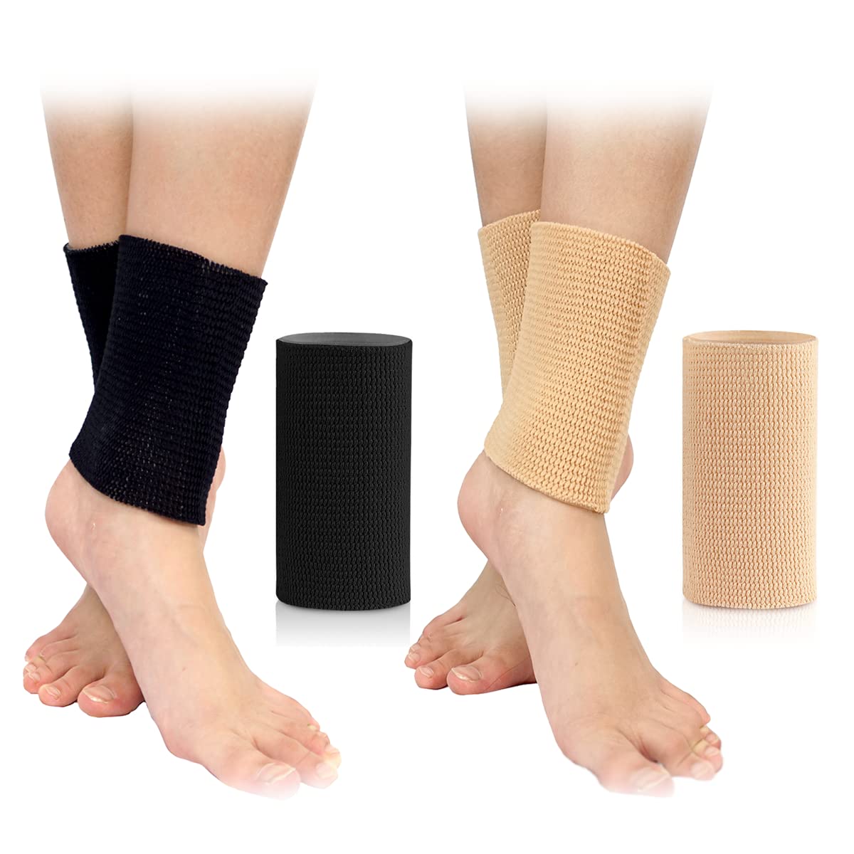 Skating Spirit Ankle Gel Sleeves (1 Pair) Ankle Protection for Figure Skates, ice Skates, Roller Skates, Hockey Skates, Inline Skates, skis, Hard Boots (Black)