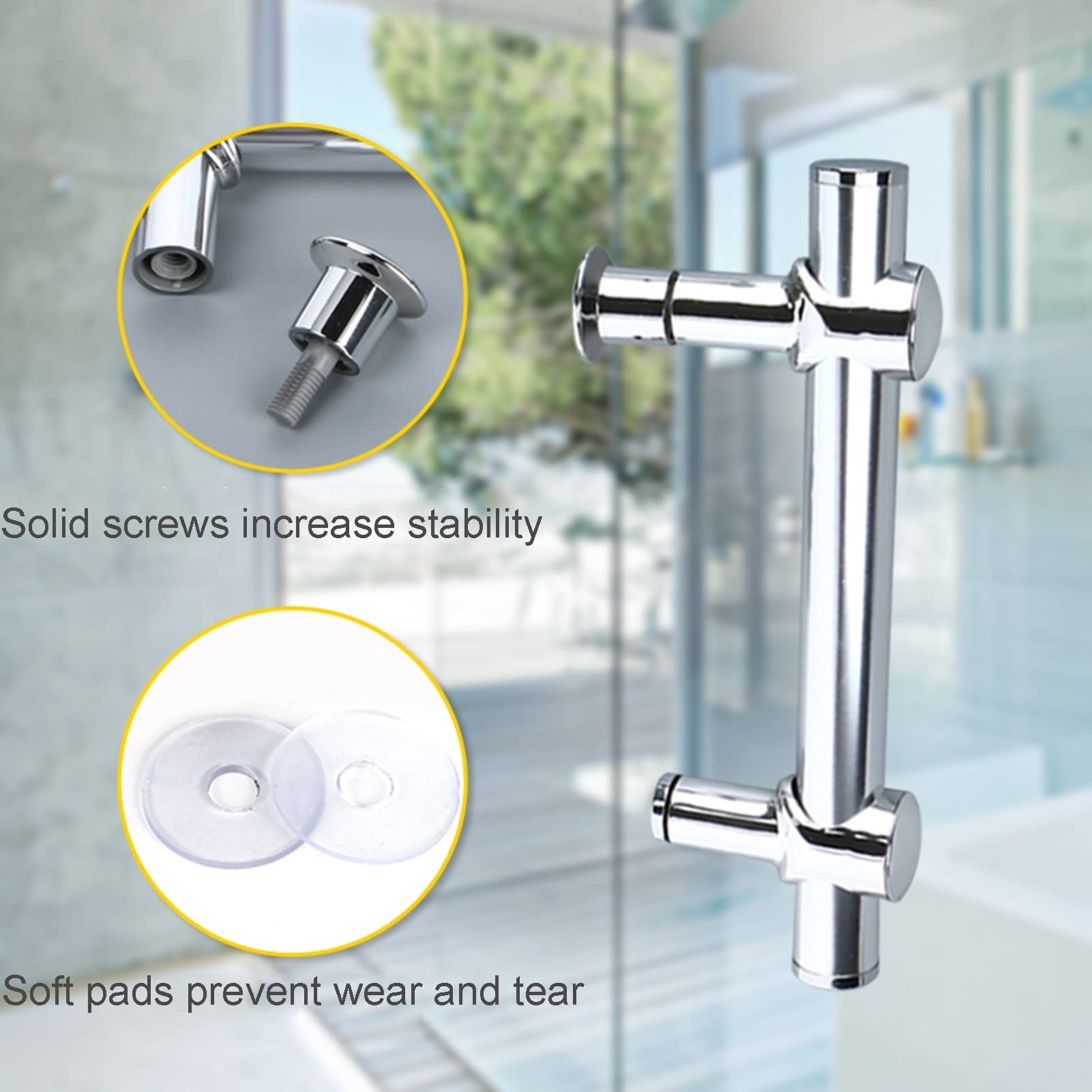 Maniglia per porta della doccia con distanza del foro regolabile e set di ricambio per porte in vetro, pomelli per porte del bagno per schermi di box doccia, hotel (dimensioni : 145mm)