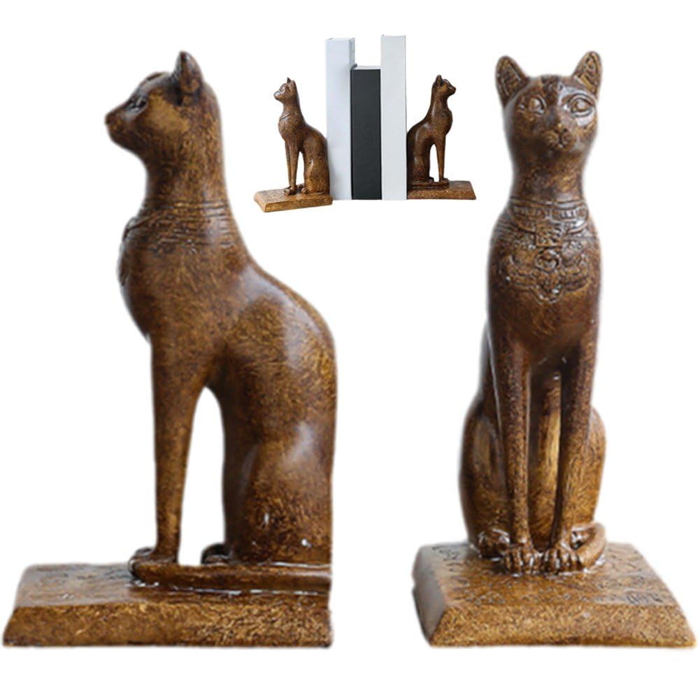 Antike Ägyptische Bastet-katzenstatue, Buchstützen Für Schwere Bücher, Dekorative Buchstützen Der Ägyptischen Katze Für Regale, Rutschfester Bücherregal-Buchhalter