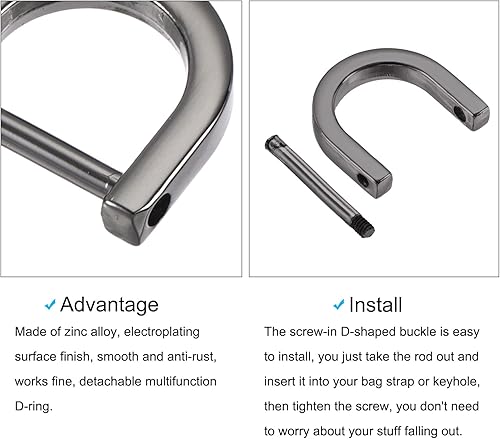 Miniatura 8 de METALLIXITY Metal D Rings Non-welded D-shaped Ring Buckles for DIY Keychains Card Holders Purse