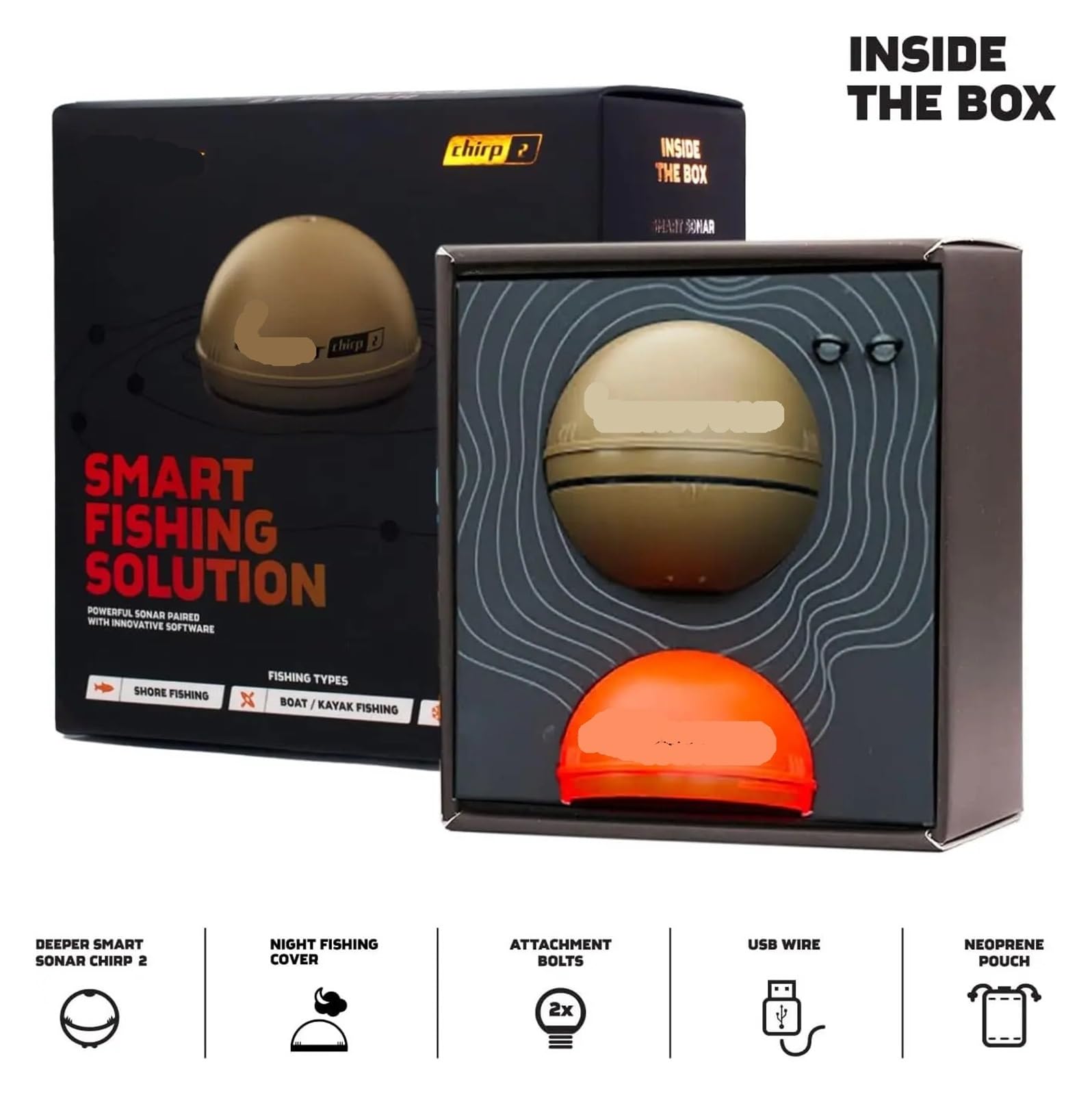 Sonda de Pesca portátil - y sonda Profundidad for Kayaks, Barcos en Hielo | Sin GPS | Se Puede lanzar