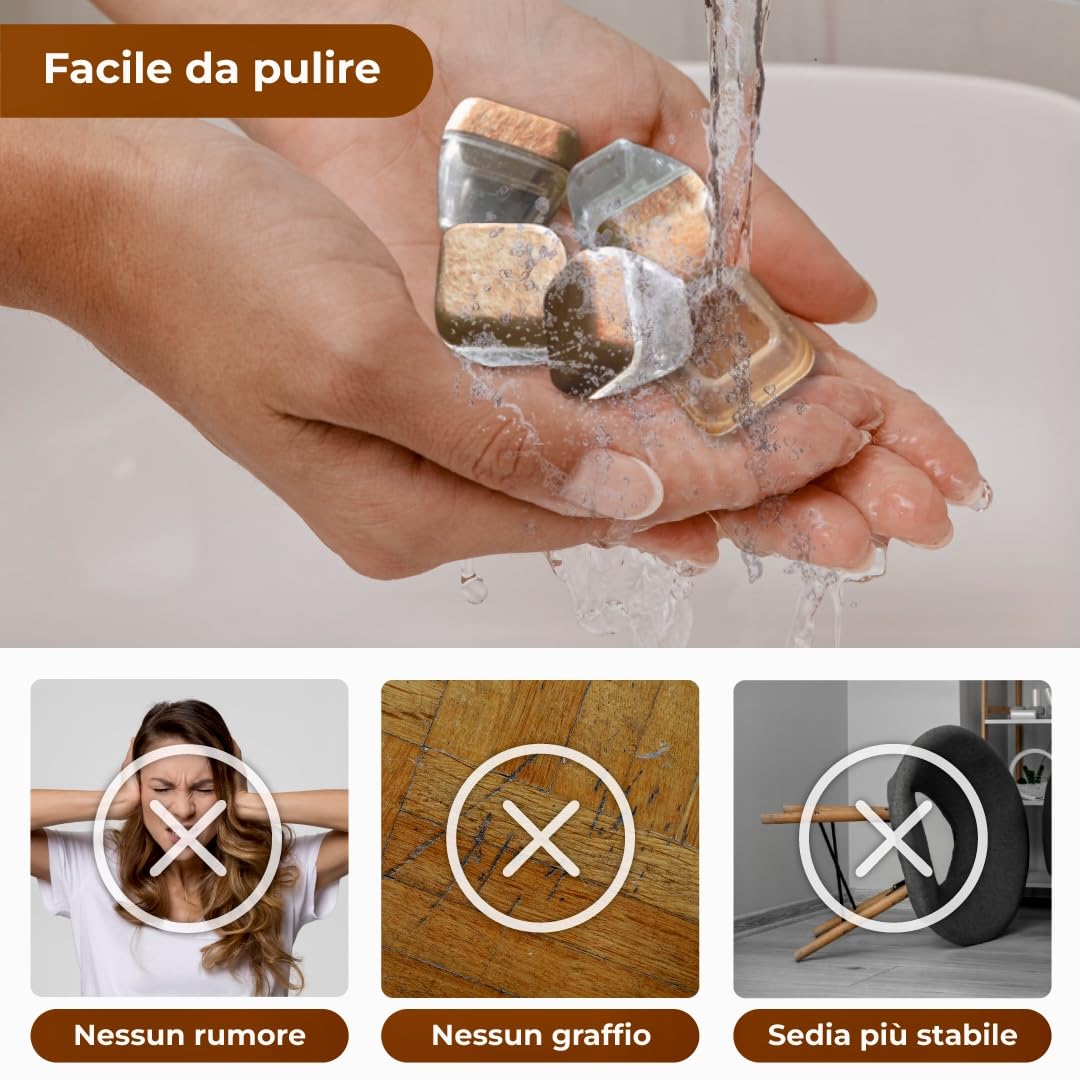 GIUPIKKIA Feltrini Sedie Silicone Quadrati 24 Pezzi Gommini, Protezione Mobili, Elastici E Resistenti Perfetti Come Piedini Per Mobili 24-33 MM Piedini Per Sedie Antiscivolo E Antirumore