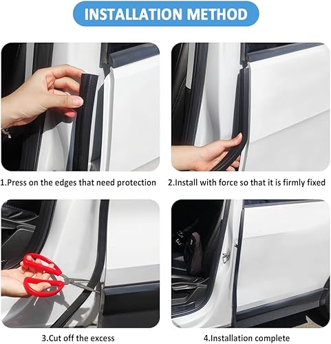 Miniatura 5 de Tira de sellado de puerta de automóvil de 10 pies, burlete de goma en forma de U con clips de metal, protectores universales de borde de puerta de