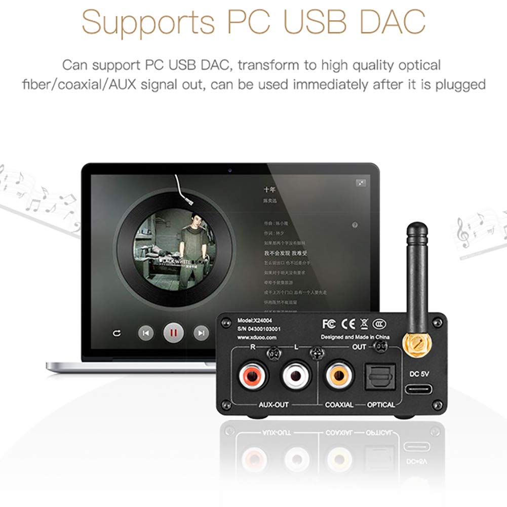 Decodificador de Audio, decodificador de Audio Bluetooth 5.0, con Pantalla OLED de 1,3 Pulgadas, convertidor Receptor decodificador CS8406 ES9018K2M, Compatible con USB DAC AptX/SB