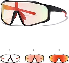 TJUTR Photochromic Cycling Glasses for Men,Women,Youth | TR90 Frame Sports Sunglasses with UV400 Protection Wide Angle Anti-Glare for Running,MTB,Baseball,Fishing,Driving