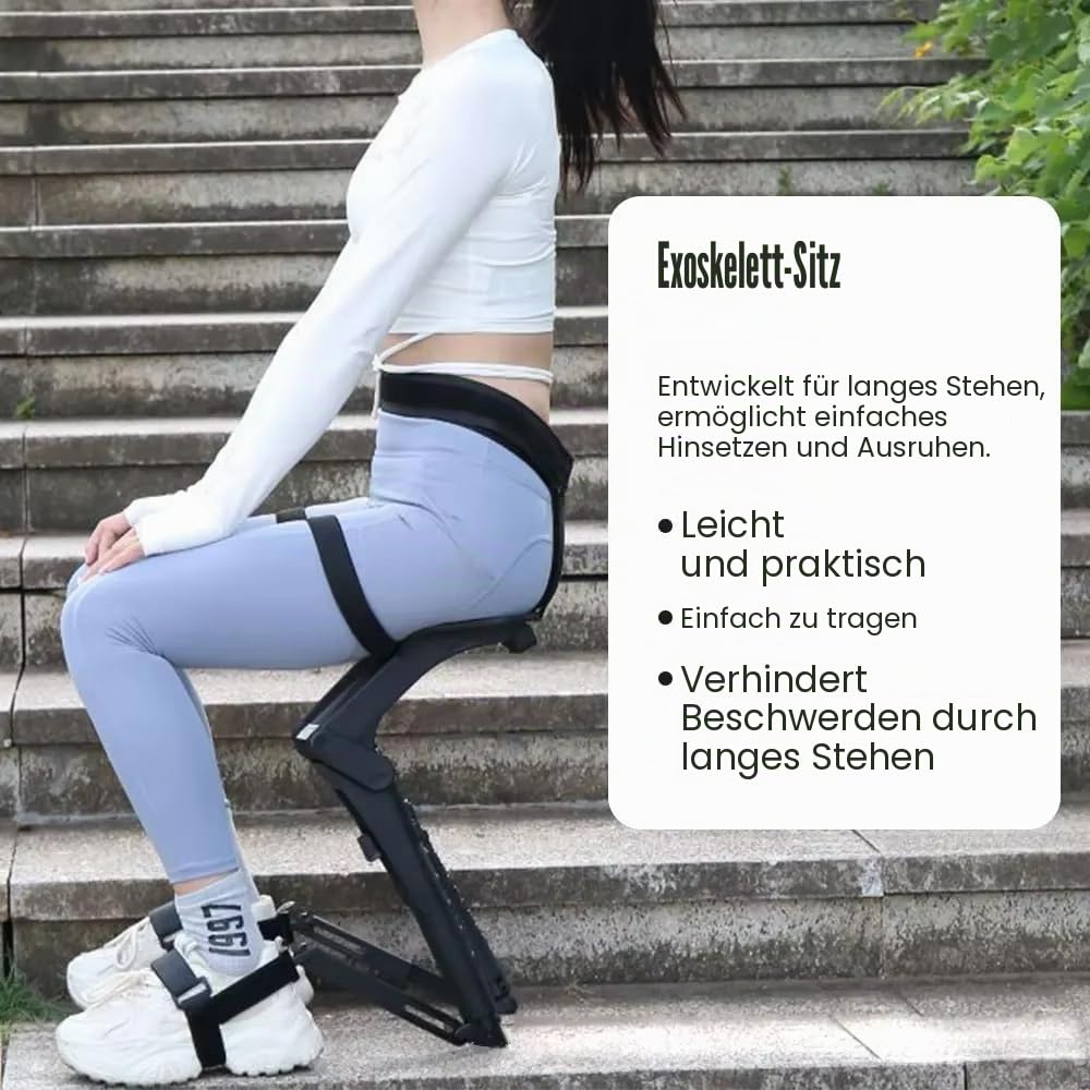 Tragbarer Unsichtbarer Stuhl Faltbarer Hocker Chairless 5 Gänge Verstellbar Verstellbarer Chair Exoskelett Schwebesitz Wearable Leg Ergonomics Lightweight Seat Für Angeln Konzert Subway (black)