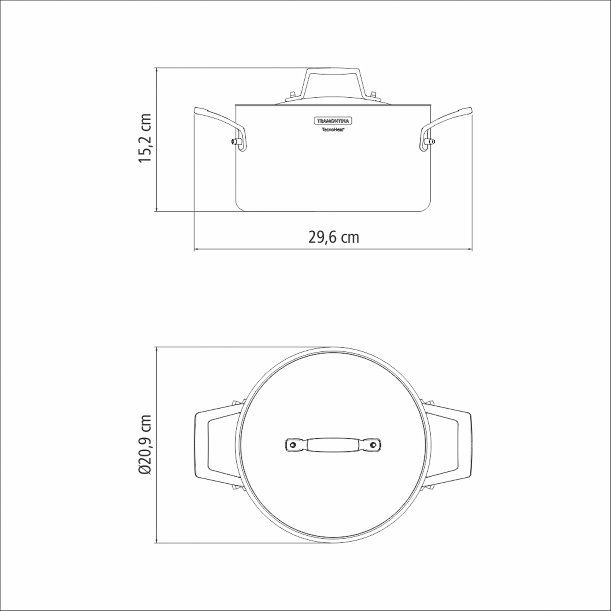Tramontina Casseruola Alta Grano in Acciaio Inox Corpo Triplo con Coperchio e Manici 20 cm 3,8 L