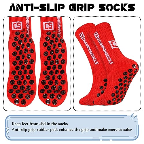 DragonflyDreams 4 Pairs Men's Socks Soccer Anti Slip Athletic Socks for Men Non Skid Football Basketball Socks Unisex Athletic Sports Socks with Grippy Pads for Children, Teenagers2