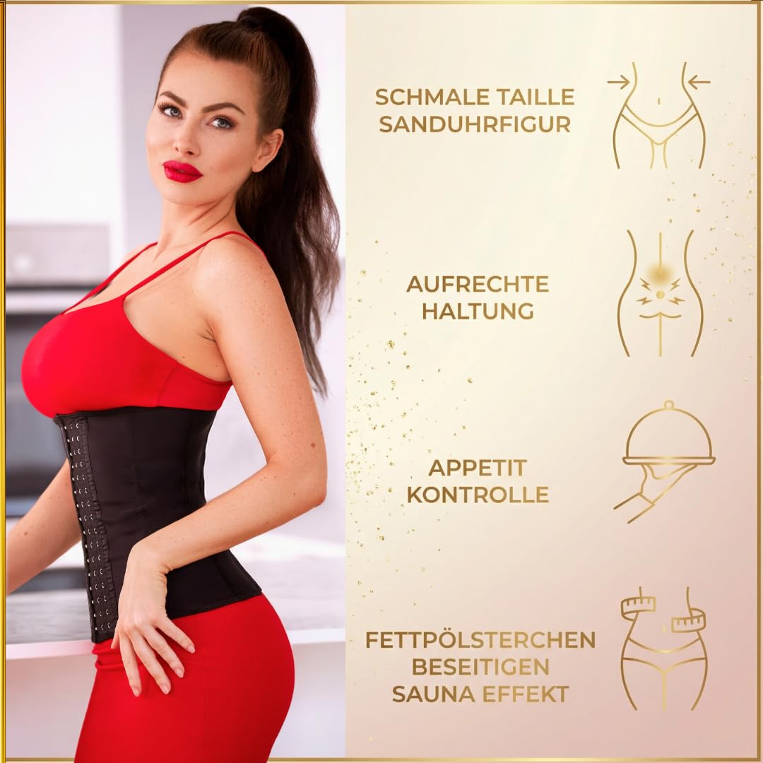 Corset Korsett Damen, Hochwertiger Waist Trainer, Bauchweg Sofort-Effekt, Korsagen für eine Schmalere Taille, Taillenmieder für schöne Sanduhr- Figur