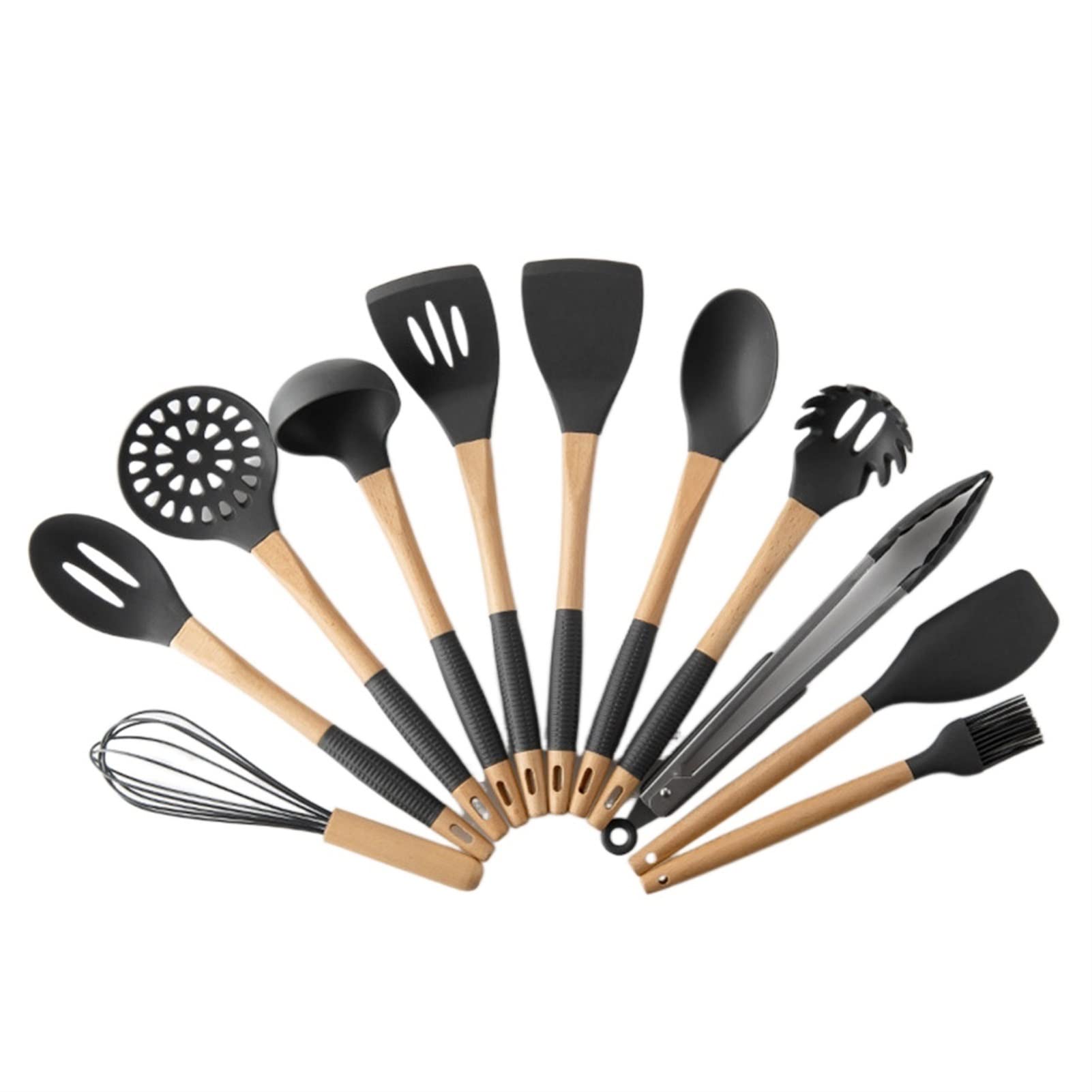 Set di Utensili da Cucina da Cucina, 11 Pezzi di Utensili da Cucina in Silicone Antiaderente Set di spatole con Supporto, Set di Utensili da Cucina in Silicone