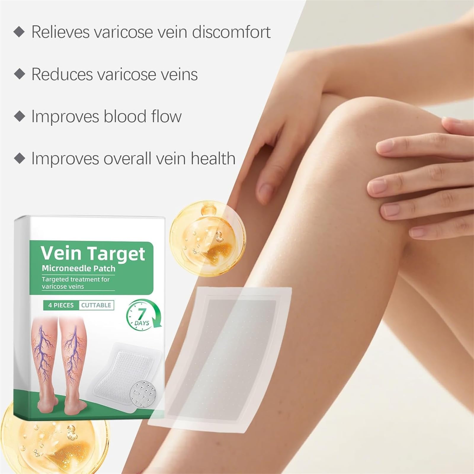 Healrize cerotto microdarts per vene varicose, cerotti vene varicose e patch vene gambe, adesivi per capillari, formula naturale per uso quotidiano
