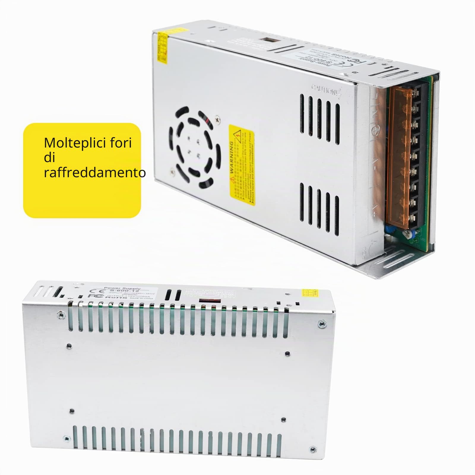 DC 12V 50A 600W Alimentazione AC 110V/220V Alimentatore di commutazione Convertitore universale Trasformatore di monitoraggio alimentatore per stampante 3D CCTV Radio Luci di striscia LED