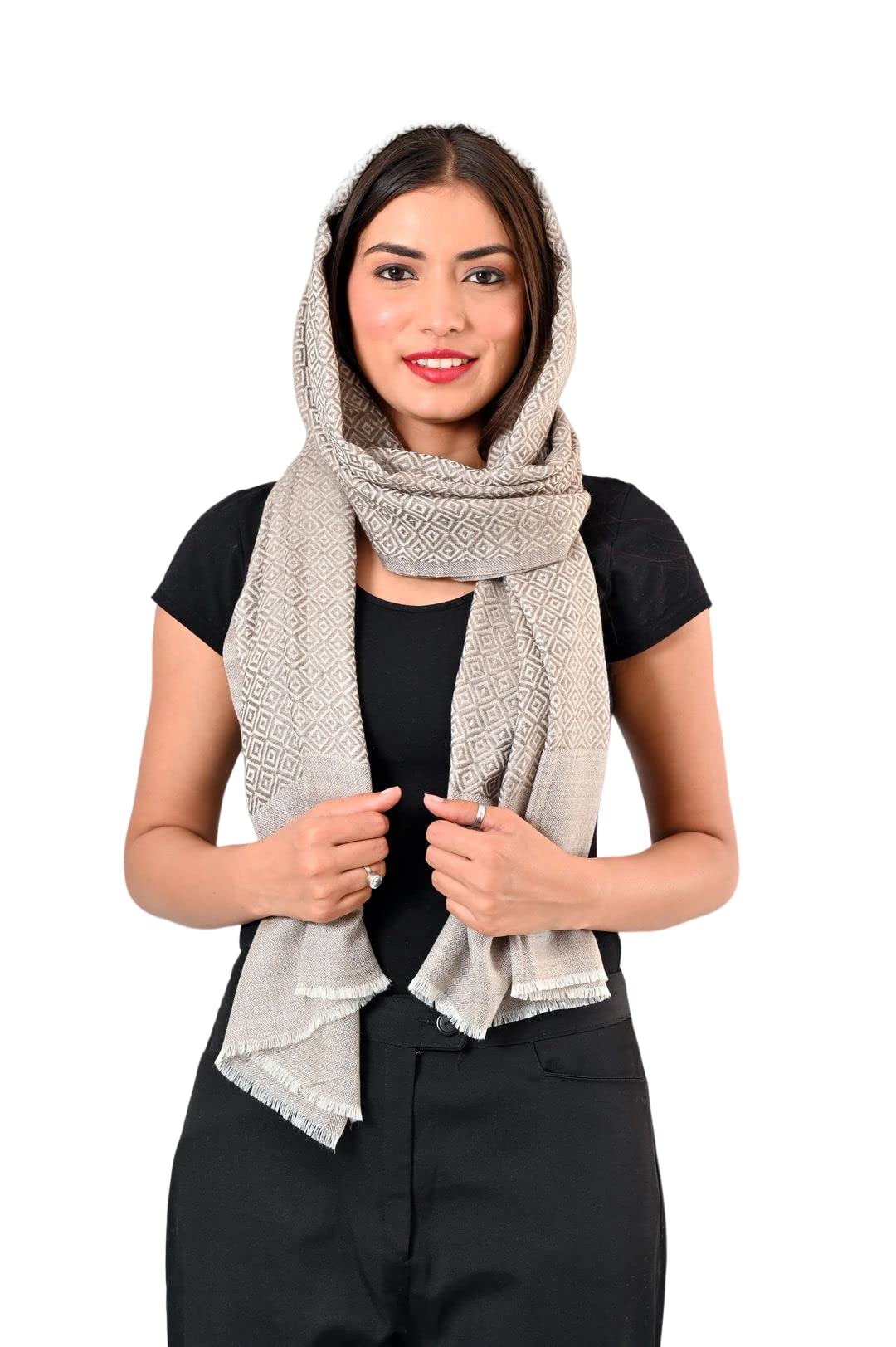 MIRZA FABRIC - THE FABRIC OF PURITY Fine Wool Diamond Design Stole