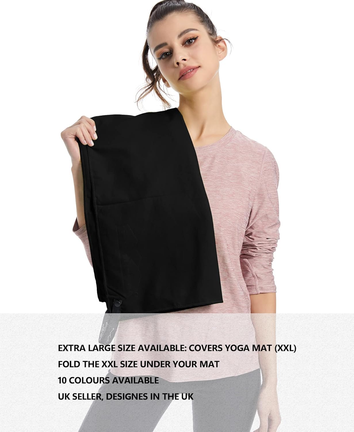 Style Slice Microfibre Towel Quick dry Lightweight Absorbent Travel Towel for Sports Beach Gym Swimming Camping Hiking Drying Pets Small Medium Large 200 by 100cm (Black - Image 2