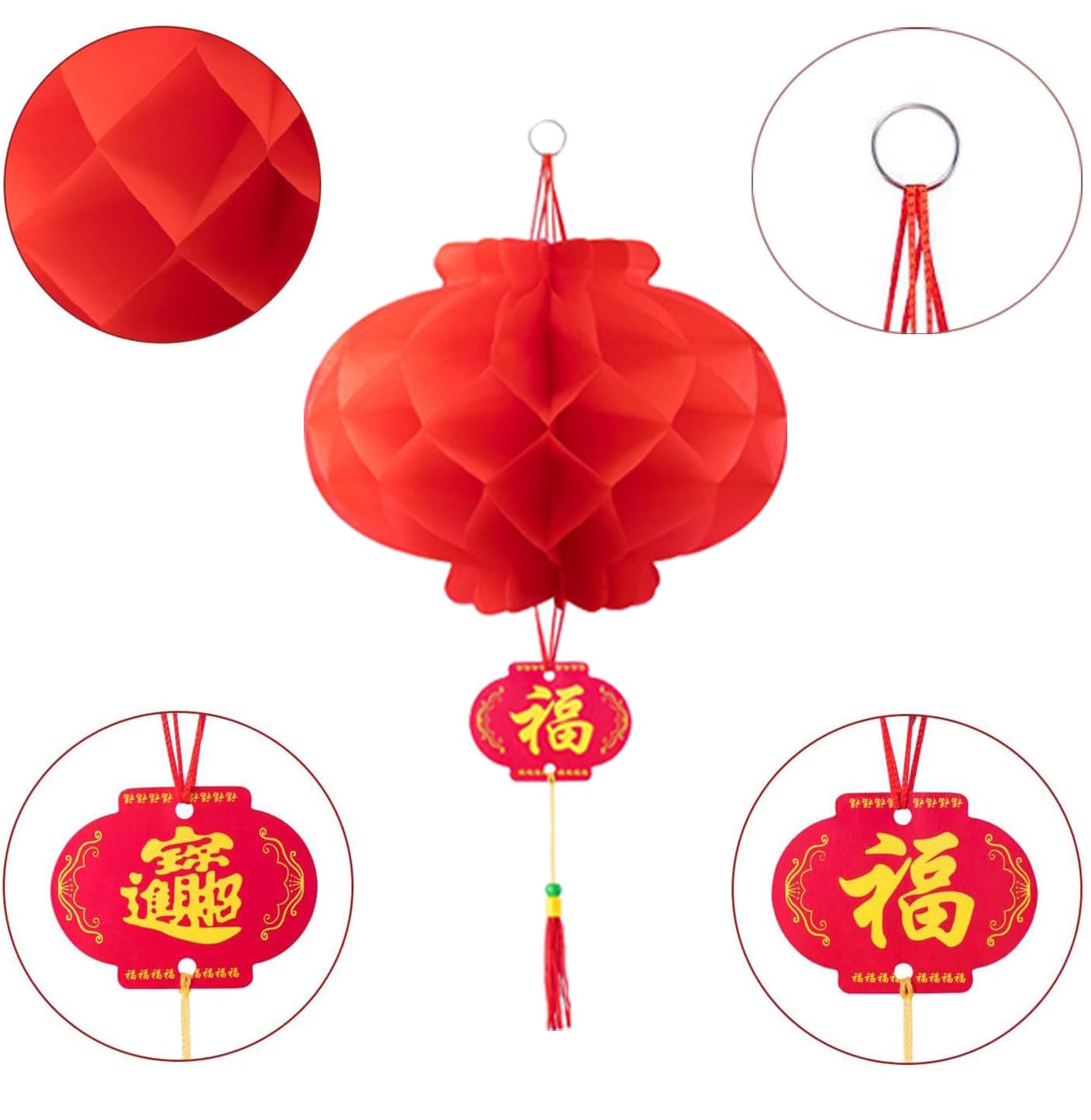 10Pcs Chinese New Year Decorations 2026, 10 Inch Chinese Lanterns, Traditional Hanging Decorations with Tassels - Image 3
