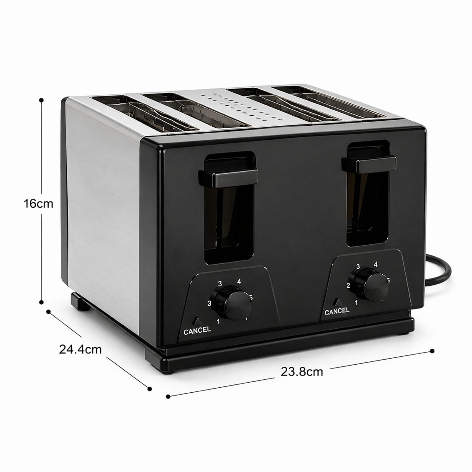 4 slot tostapane con 7 ° impostazioni di marronamento, 35mm slot extra larghe, funzioni di annullamento e riscaldamento, vassoio di briciola rimovibile, acciaio inossidabile, per Bagels French Toast