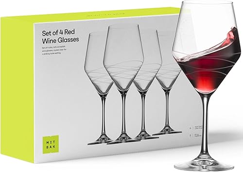 Miniatura 7 de Juego de 4 copas de vino tinto | Elegante juego de copas de vino de 20 onzas de tallo largo hecho de vidrio transparente | Gran regalo de vino para