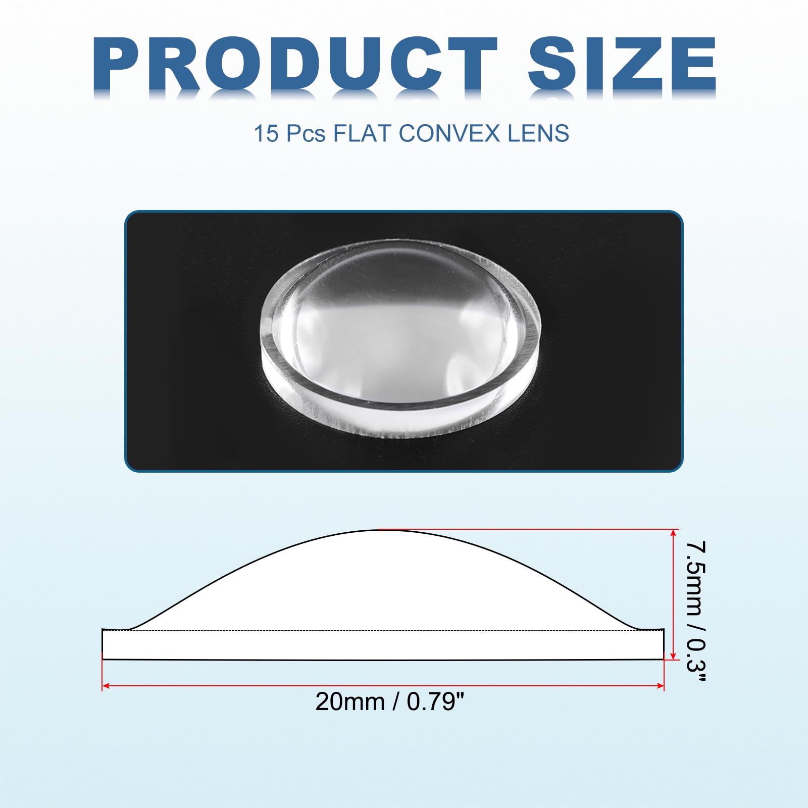PATIKIL Diameter 20mm Flat Convex Lens - Image 2