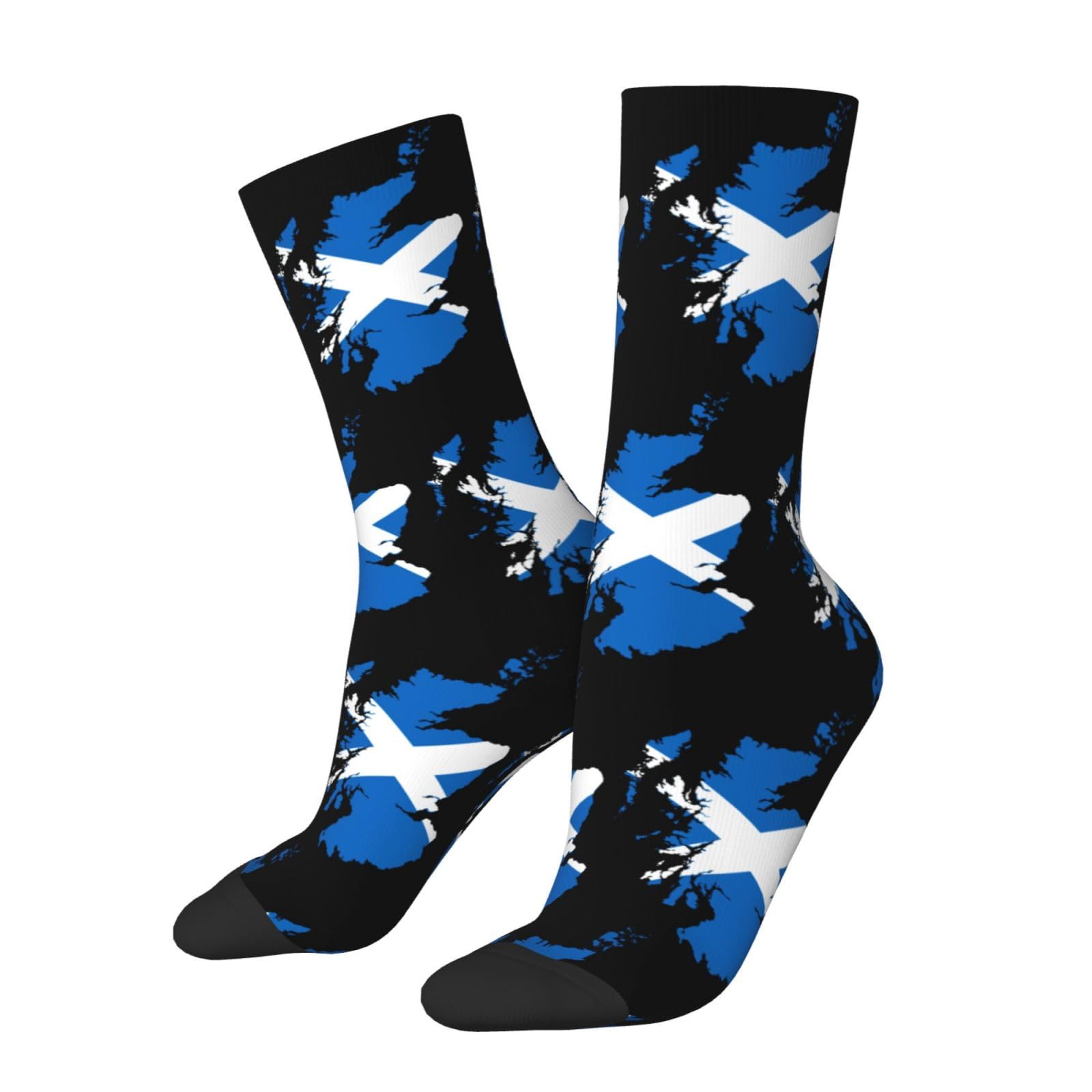 SIYTUAU Scotland Terrain Map Socks For Women Men Cushion Athletic Crew Socks Casual Wicking Socks