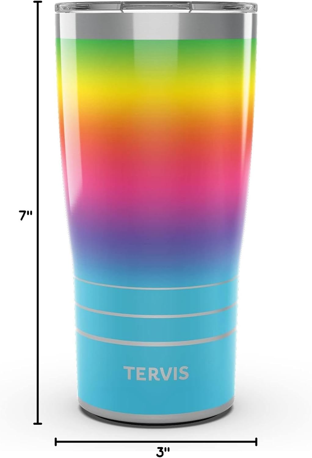 Tervis Traveler Rainbow Flavor Ombre Triple Insulated Tumbler Travel Cup Keeps Drinks Cold & Hot, 20oz, Stainless Steel - Image 9
