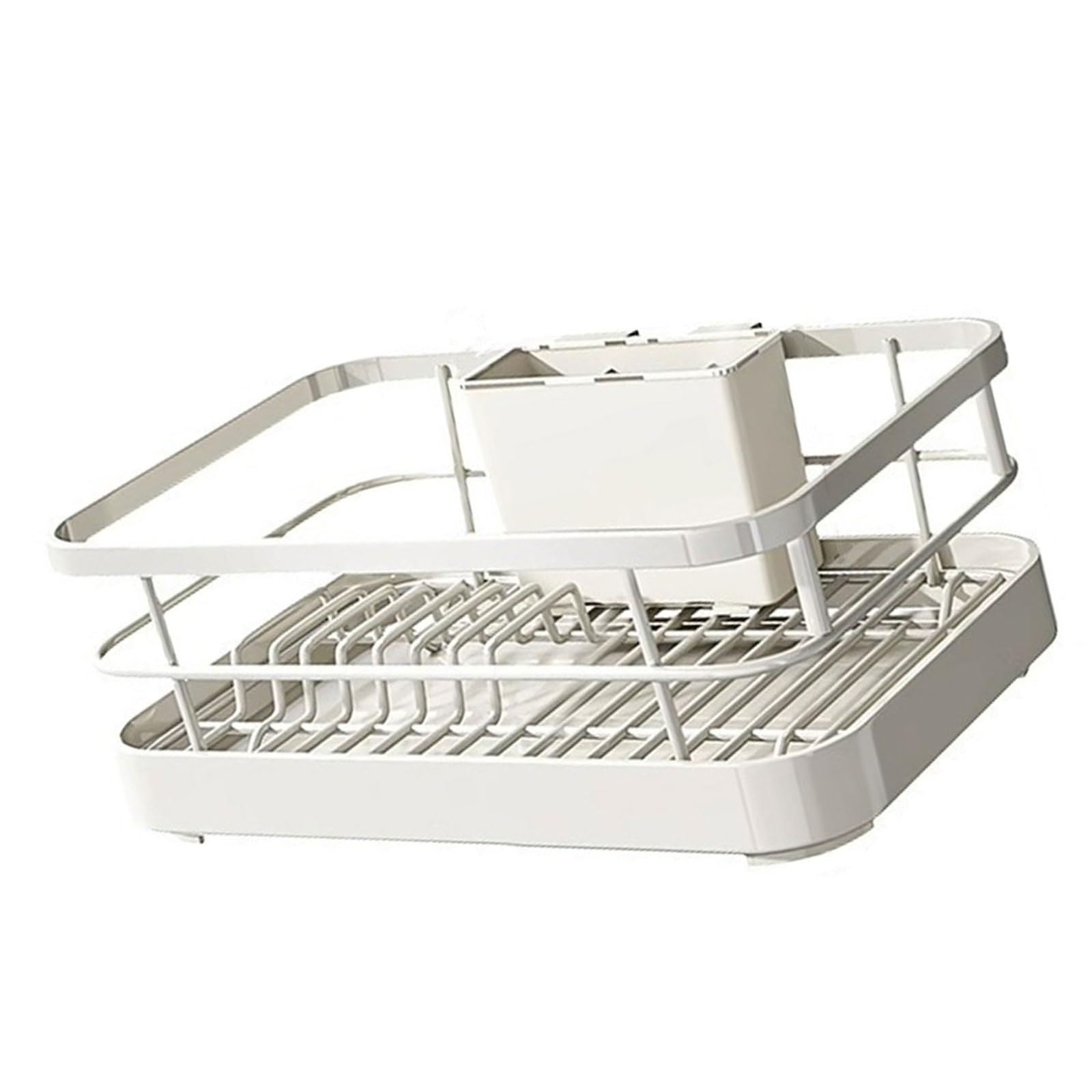 YWLUUOO Space Saving Drainer for Kitchen Sink Expandable Sturdy Metal Rack with Utensil Holder Home Accessory Countertop Organization