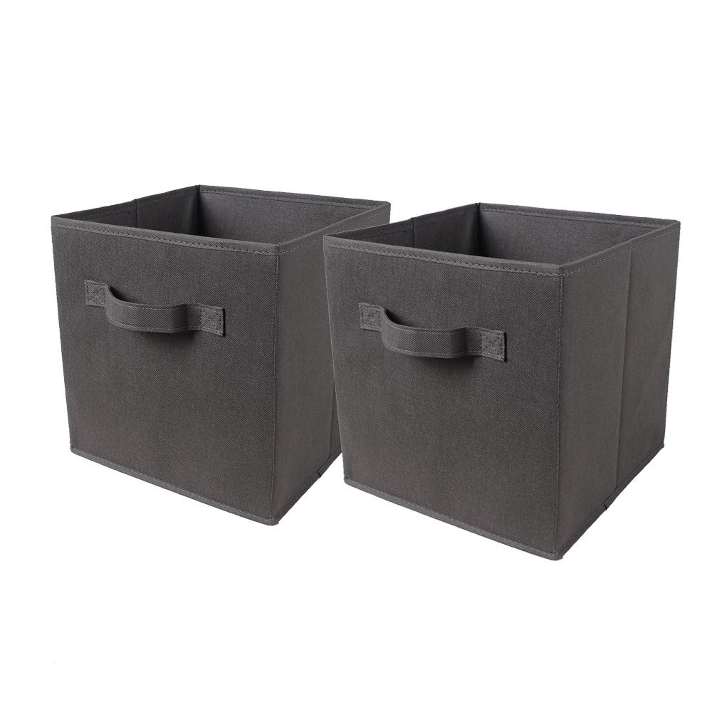BonChoice Foldable Storage Cubes Boxes with Handle for Home Organization, Fabric Wardrobe Storage Box Organizer Basket Bins for Clothes Toys Towels, Collapsible&Durable (2, Dark Grey) — image 1