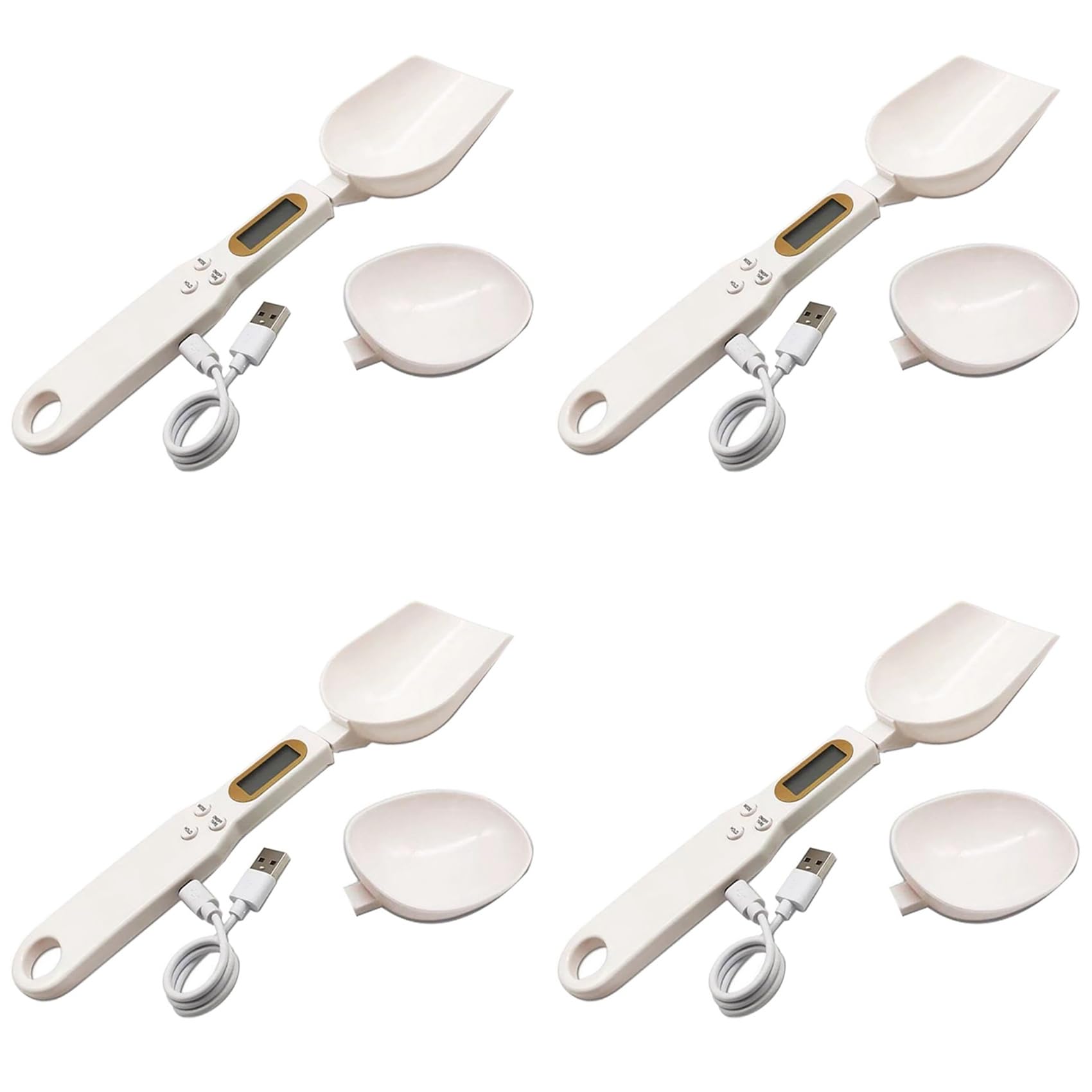Vjsujehgy 4X USB Charging Measuring Spoon Gram Scales Electronic Digital Gramera Dimensional Weighing
