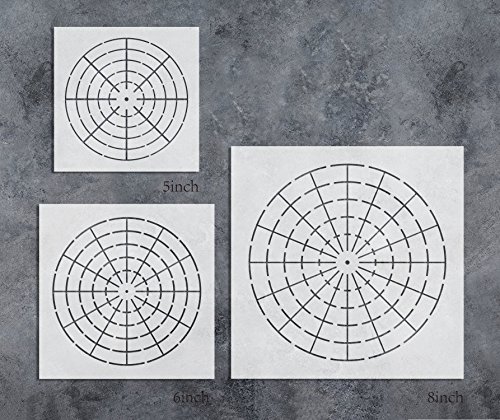 GSS Designs Pack of 3 Mandala Stencils Template Set - Mandala Dotting Tool 8/12/16 Segment - Art Painting Guide for Furniture Cards Canvas Stone Wood (SL-016)