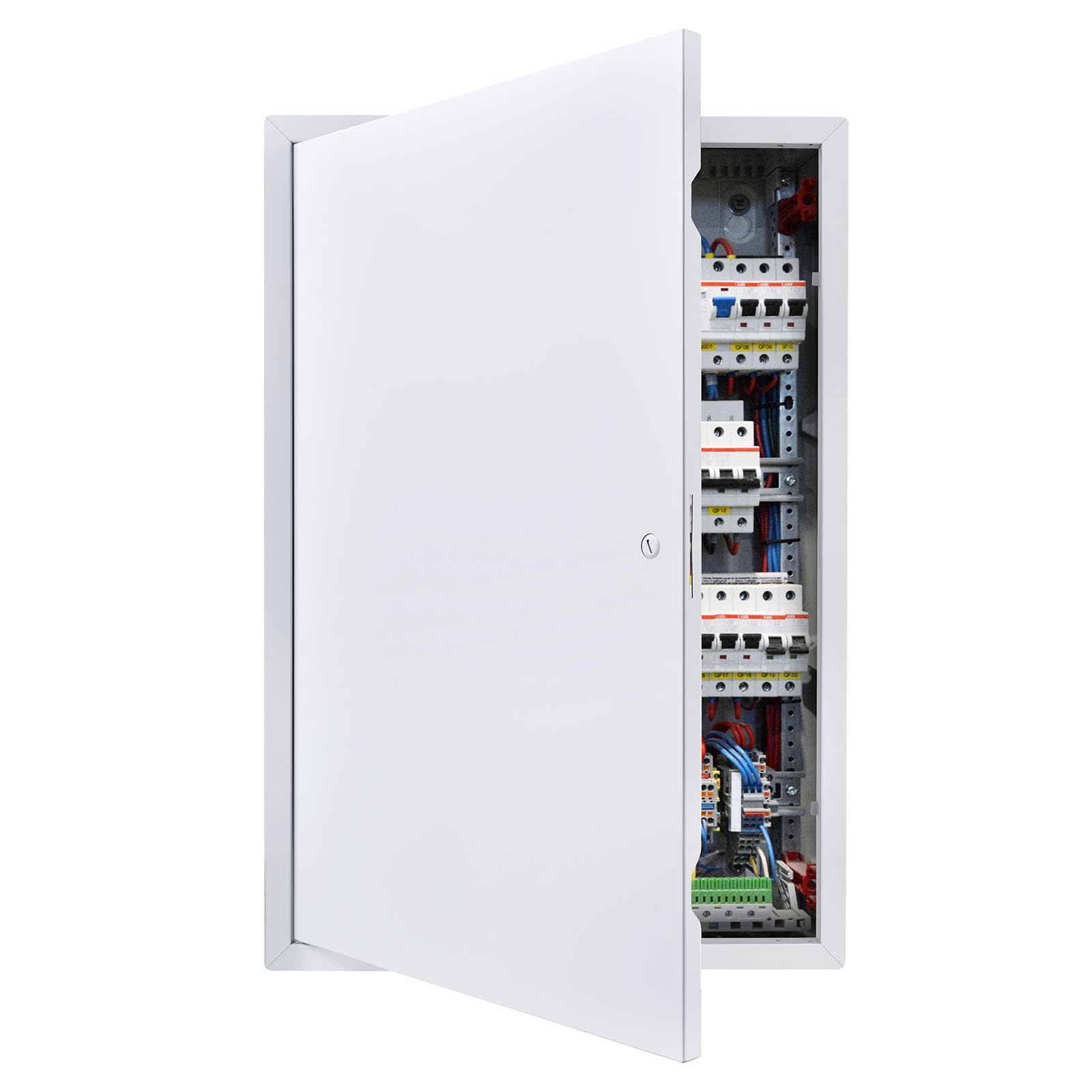 vevor access panel for drywall, 16x22  in galvanized steel access door, easy install hinged service panel with screwdriver latch, for ceiling plumbing electrical, 16.4 x 24.4 in cutout size white