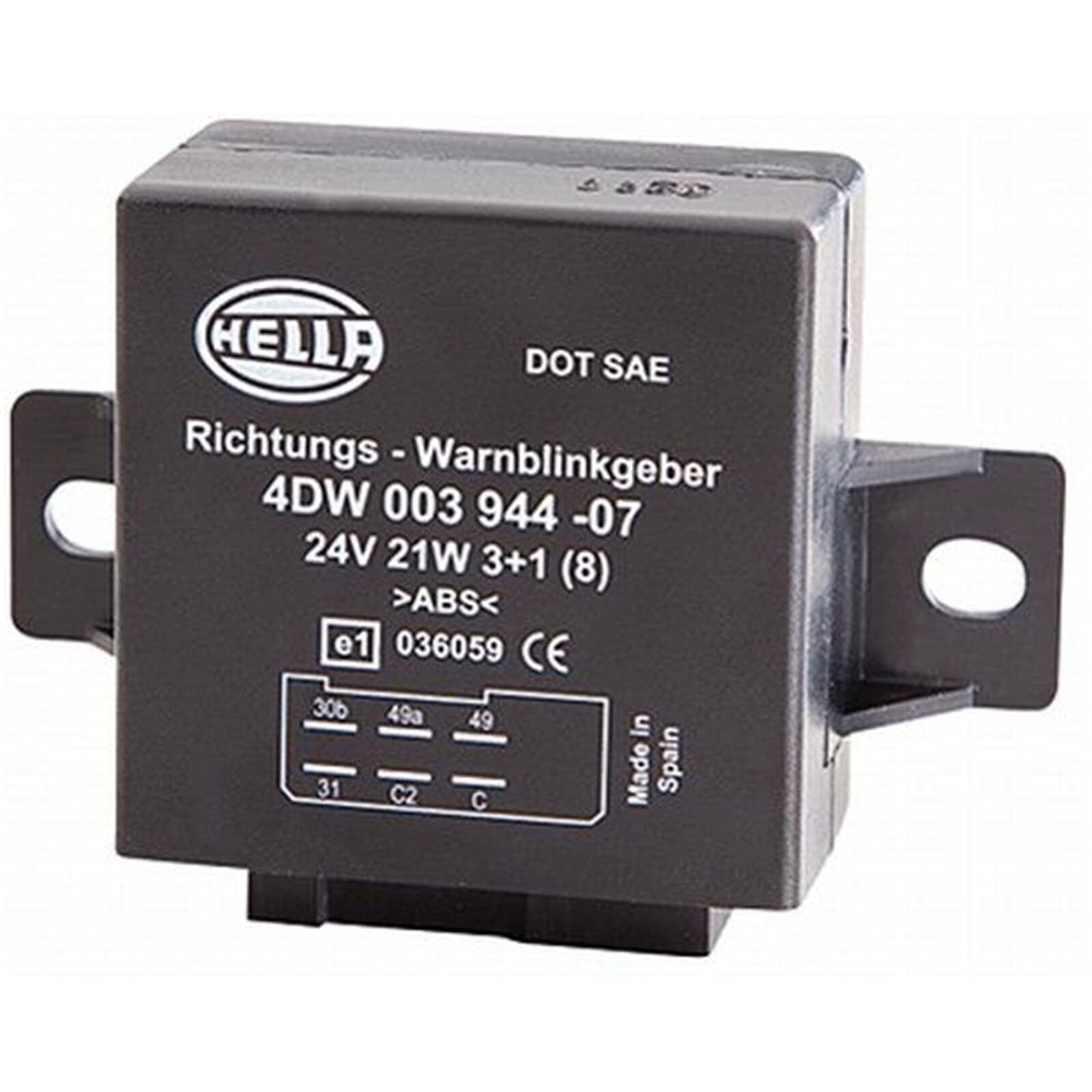 HELLA 4DW 003 944-071 Relé de intermitencia - 24V - 6polos - montaje exterior/atornillado - electrónico - con soporte