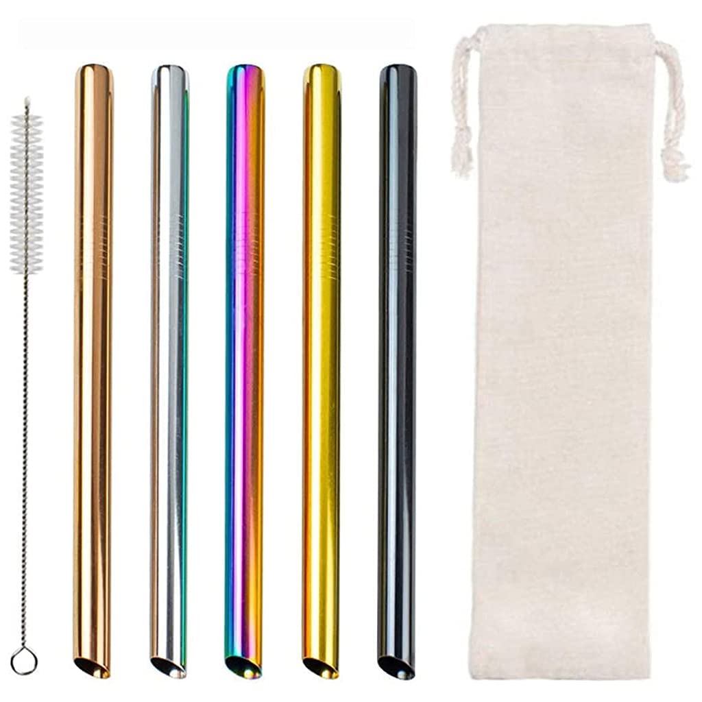 CTRLZS Reusable Drinking Straws-Wide Straws Straws Smoothie Bubble Tea Milkshakes Straws with Cleaning Brush,Carry Bag