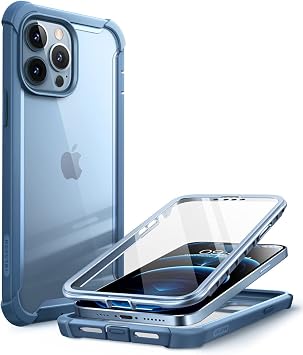 i-Blason Ares Case for iPhone 13 Pro 6.1 inch 2021 Release, Dual Layer Rugged Clear Bumper Case with Built-in Screen Protector - Azure