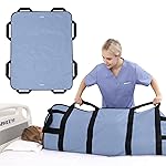 ZHEEYI Multipurpose 48 x 40 Positioning Bed Pad with Reinforced Handles - Reusable & Washable Transfer Sheet for Turning, Lifting & Repositioning - Double-Sided Nylon Fabric, Blue Gray
