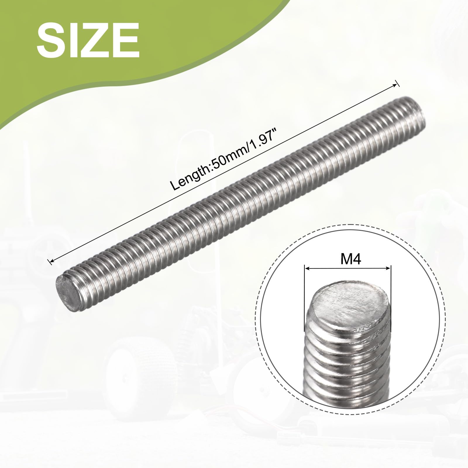 304 Stainless Steel Threaded Rods - 20pcs -2 304 Stainless Steel Threaded Rods - 20pcs -2