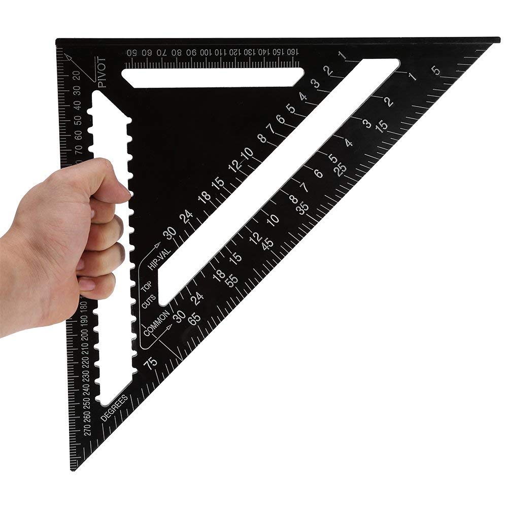 Tyenaza Righello Quadrato a Triangolo 12 Pollici in Lega di Alluminio a Forma di Triangolo Righello Quadrato Strumento di misurazione per Falegname Ingegnere di precisione