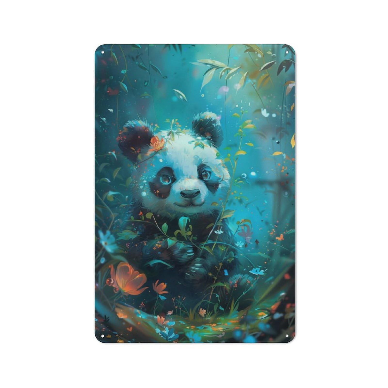 Junmoney Panda Cub Retro Tin Sign 30X20cm For Workshop Wall, For Collectors Of Retro Metal Wall Decor