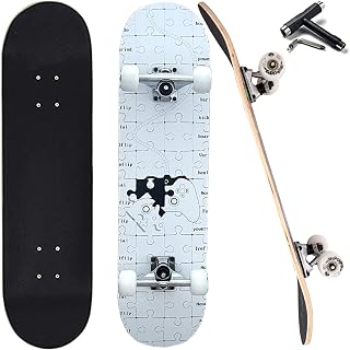 WALKEREN Skateboards for Beginners Adults Teens Youths Kids Boys Girls 31"x8" Standard Complete Skateboard 7 Layer Canadian Maple Double Kick Concave Skate Boards