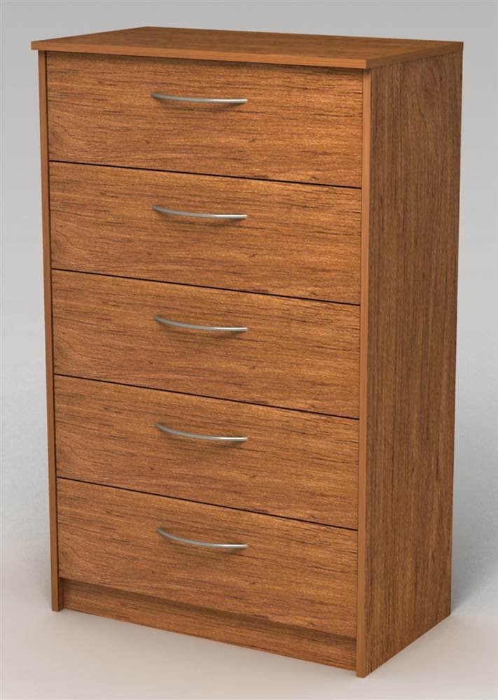HOMESTAR Finch 5 Drawer Chest, 27.5" x 15.63" x 44.5", Bank Alder