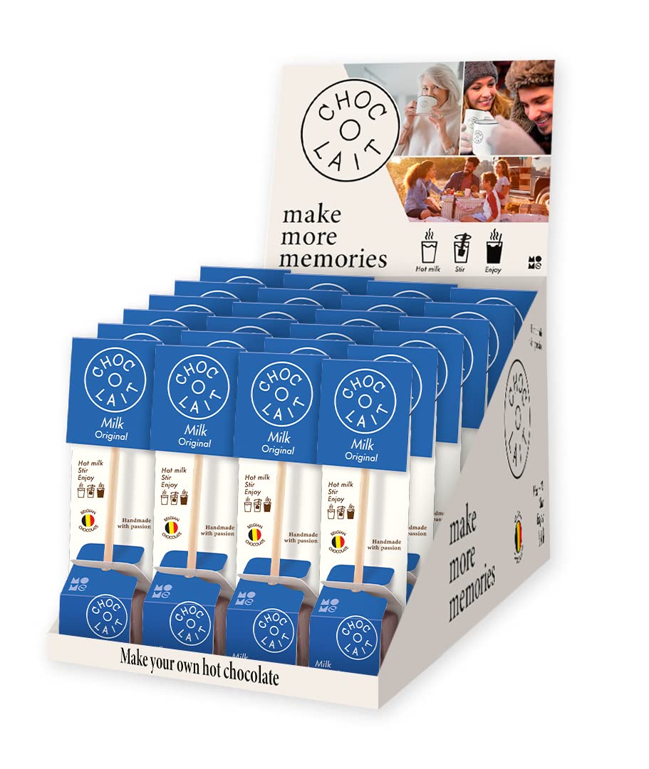 GUSTONE. MoMe Trinkschokolade am Stiel Choc-o-lait Milk (Vollmilch) 24 Stück Display Geschenkset