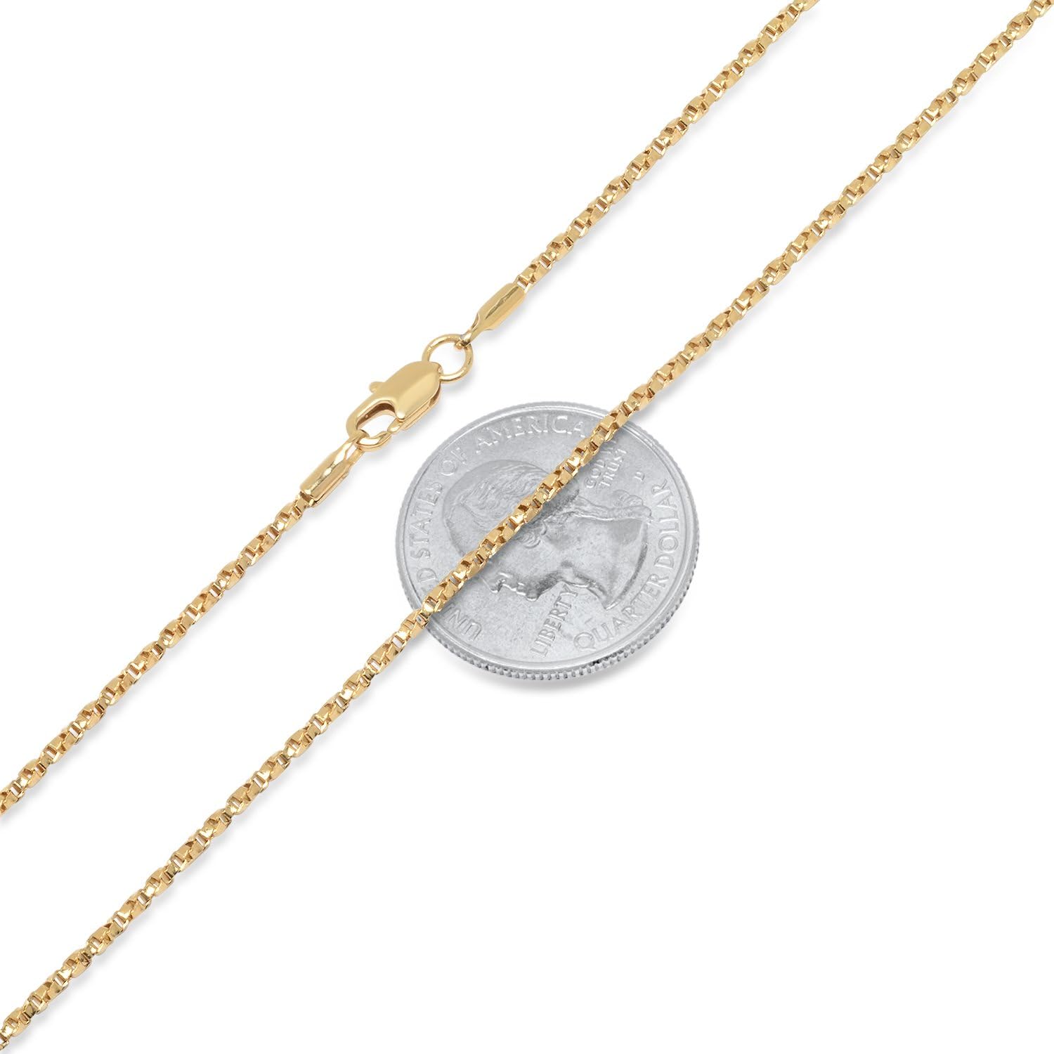 The Bling Factory 1.7mm 14k Yellow Gold Plated Square Twisted Box Chain Necklace - Image 2