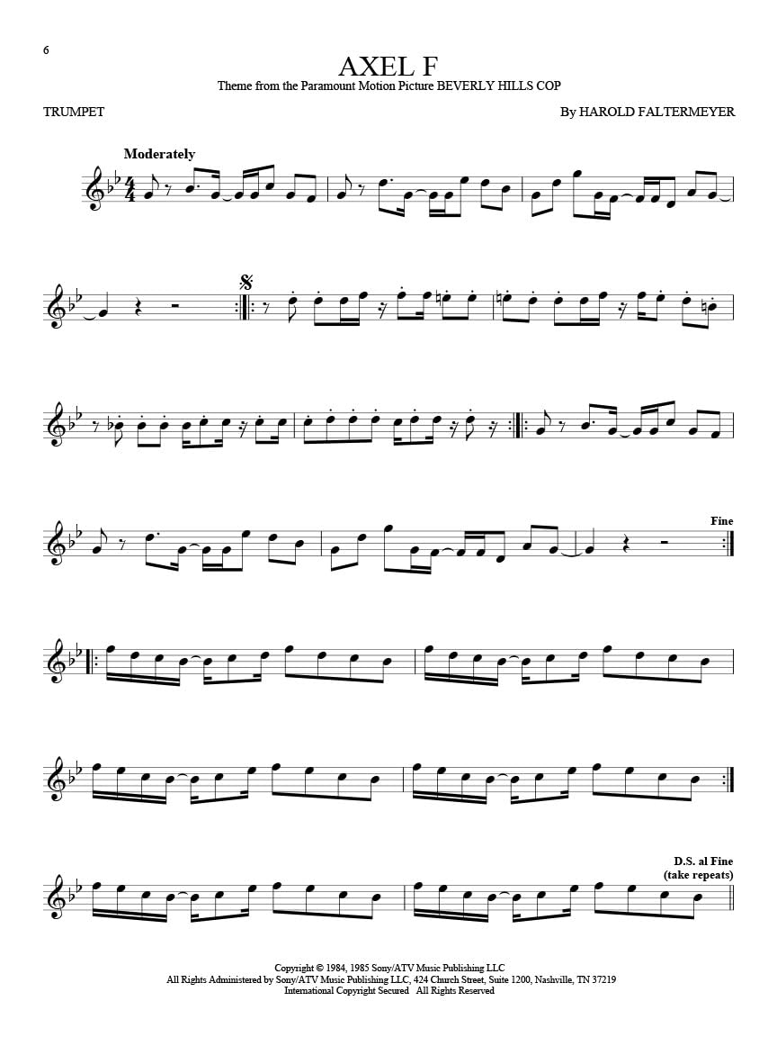 101 Movie Hits - Trumpet Sheet Music Songbook | Instrumental Folio for All Levels | Includes My Heart Will Go On, Mission Impossible, Eye of the Tiger, The Pink Panther and More - Image 6