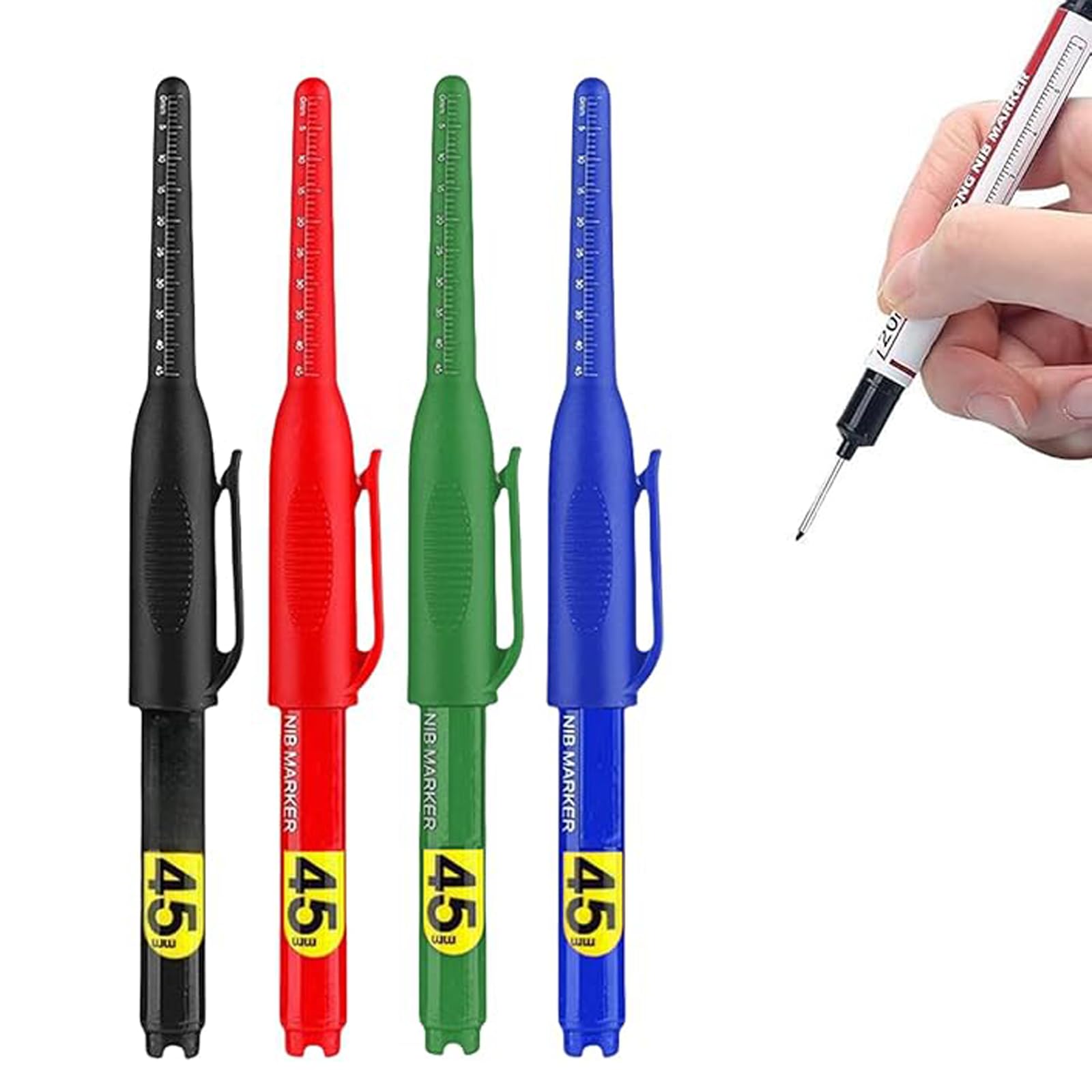 5PCS Long Head Deep Hole Markers, 45MM Long Nib Oil Ink Carpenter Pen | Permanent Markers…