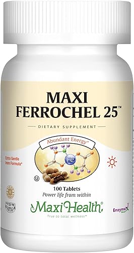 Suplemento de hierro maxi – Suplementos suaves de hierro para hombres y mujeres – fumarato ferroso – Ferrochel 25 mg para anemia y producción de