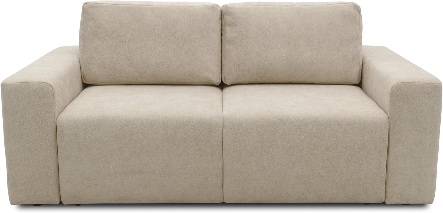 DOMO. collection Sofa Lares, Schlaffunktion & Federkern, Beige | 2 Sitzer mit Schlaffunktion und losen Rückenkissen, komfortables Schlafsofa, 192 x 116 x 85 cm (BxTxH)