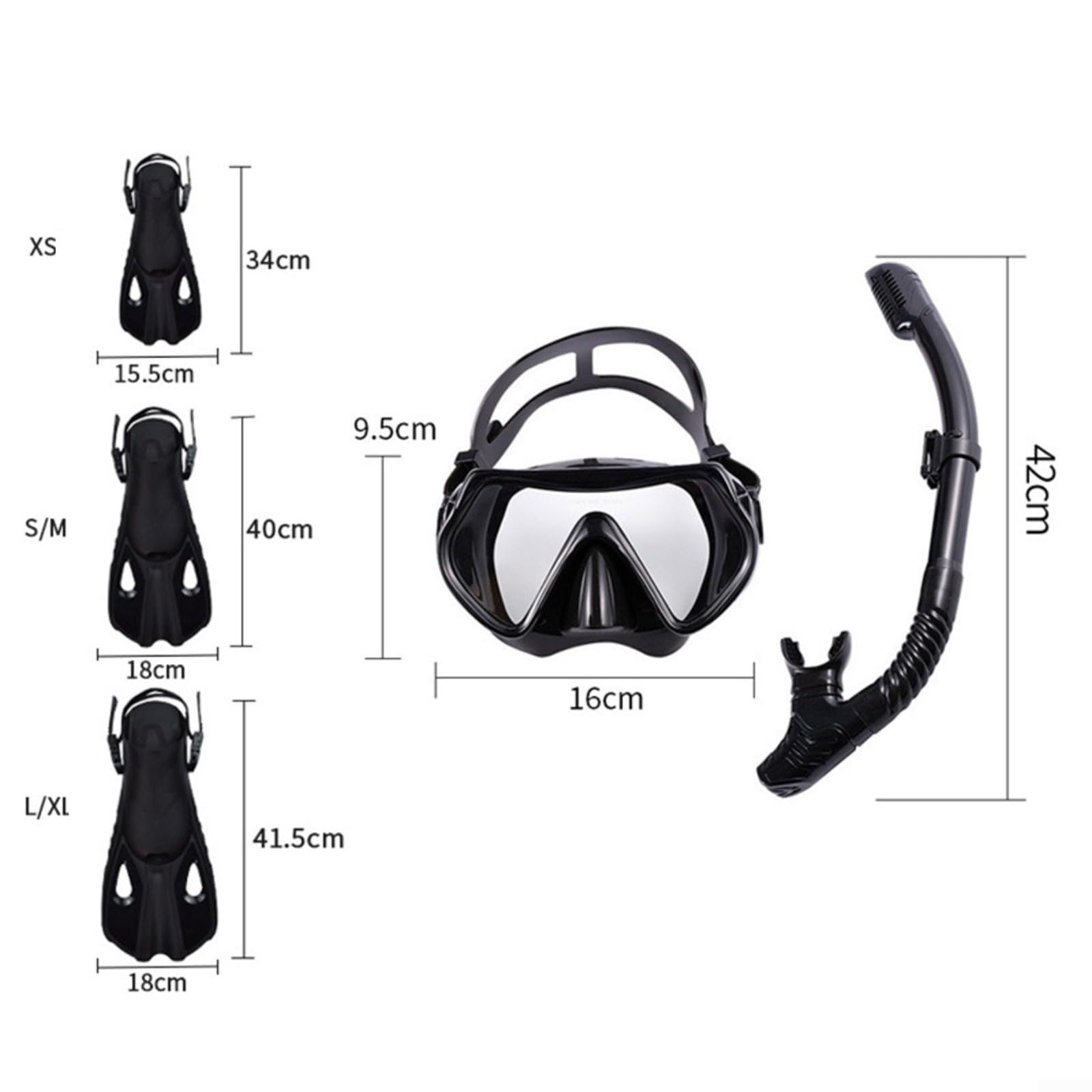 3-teiliges Schnorchelset mit Dry Top Schnorchel, verstellbarer Maske & Flossen für sicheres Tauchen und Schwimmabenteuer, Blau