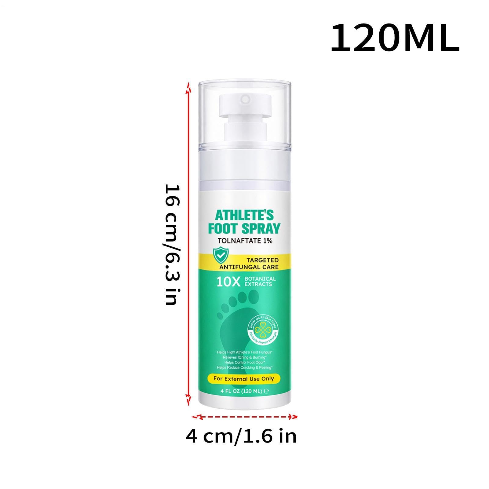Spray para pies de atletas, 120 ml para el cuidado calmante de los pies, spray antipicazón, para adultos, mujeres, hombres, corredores, vestuarios, viajes, hogar, gimnasio, salón, rutina diaria