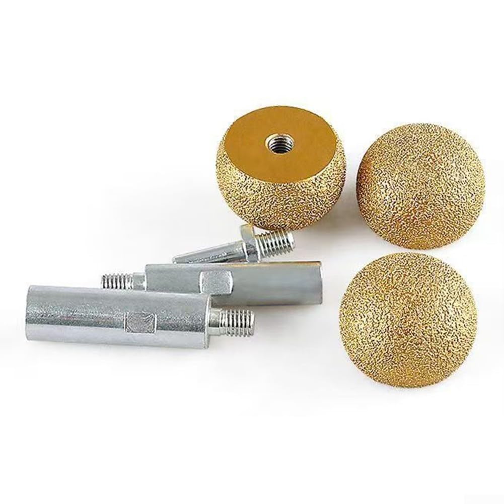 Mola diamantata a forma di fungo, 10 mm, per smerigliatrice angolare, brasata per lucidatura dei bordi, per curve interne in vetro e pietra, finitura oro (3 pezzi)